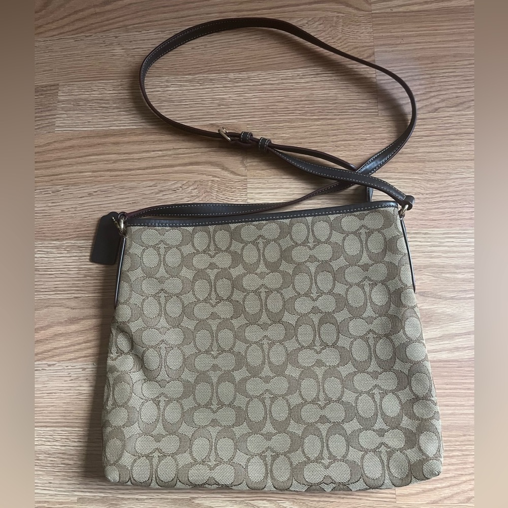 Coach Tan and Brown Signature Crossbody / Shoulder Bag - Picture 4 of 13